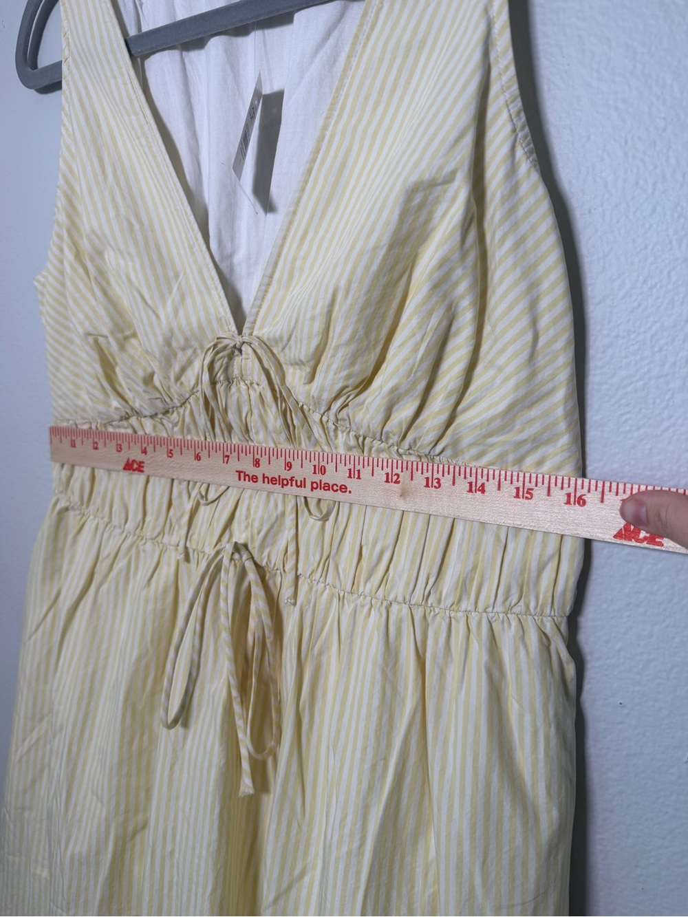 LOFT NWT Butter Yellow Striped Cotton V-Neck Maxi Dress Size 8 - Picture 9 of 10